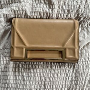 Melie Bianco Tan Clutch with Gold Accent